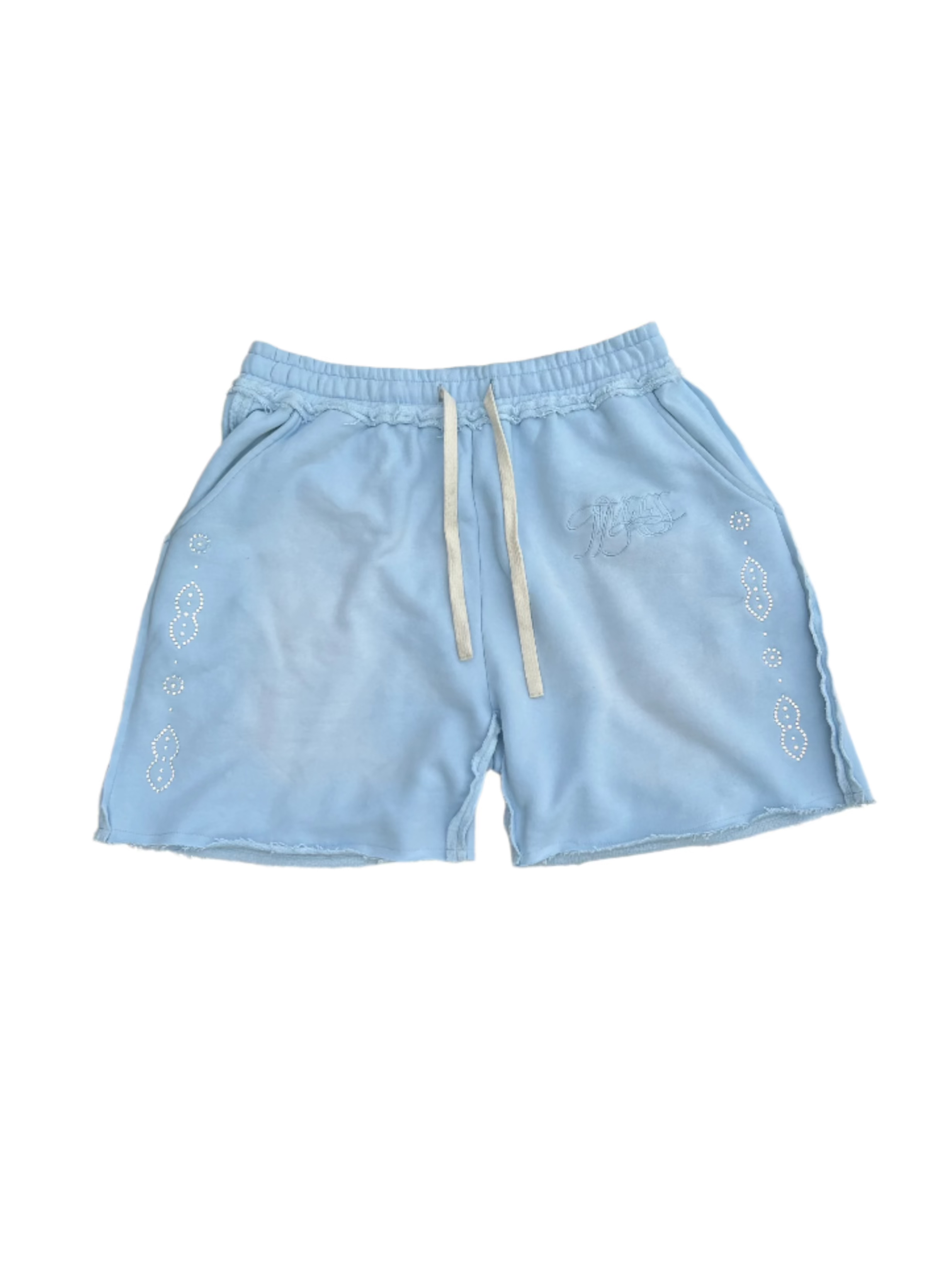 Blue rhinestone "Timeless" shorts